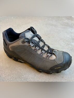 Oboz Bridger Mens 9.5 Low B-Dry Hiking Shoe Waterproof Leather Dark Shadow Boots